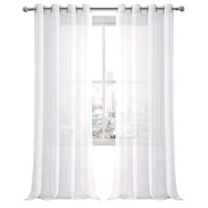 Semi Sheer Curtain Drapes, Set of 2 Panels, 55x90 Inch, With Chrome Grommets